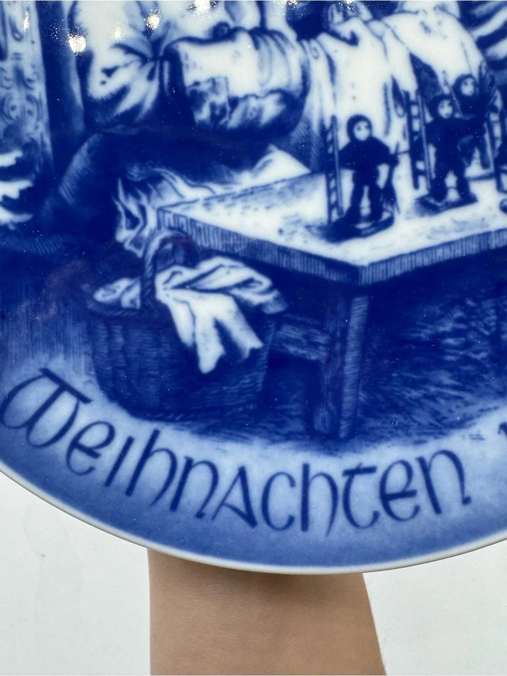 Bavaria Germany Bareuther Christmas Plate Year 1971 Weihnachten Blue and White